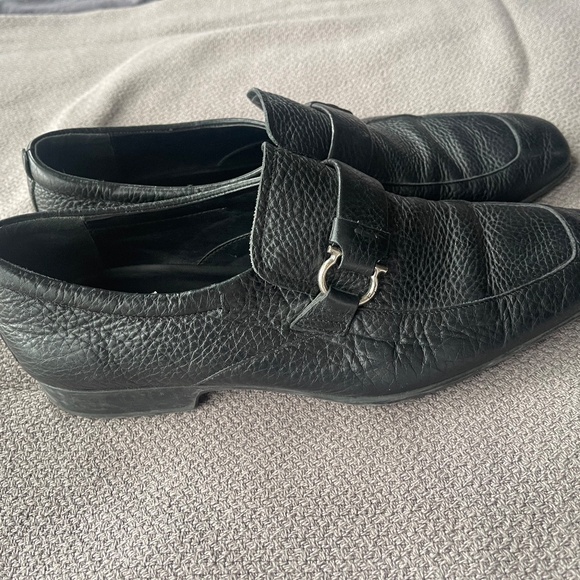 Salvatore Ferragamo pebbled leather Slip-On Leather Loafer black 8.5 - Picture 12 of 12